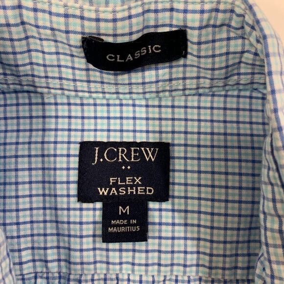 J Crew Shirt Mens M Medium Blue White Flex Washed Classic Check Button Down - Picture 5 of 11